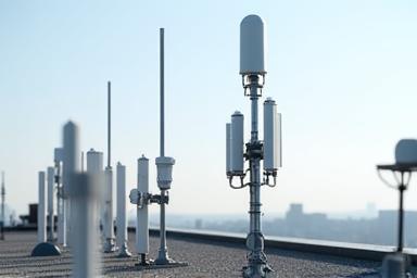Wireless antennas on a rooftop